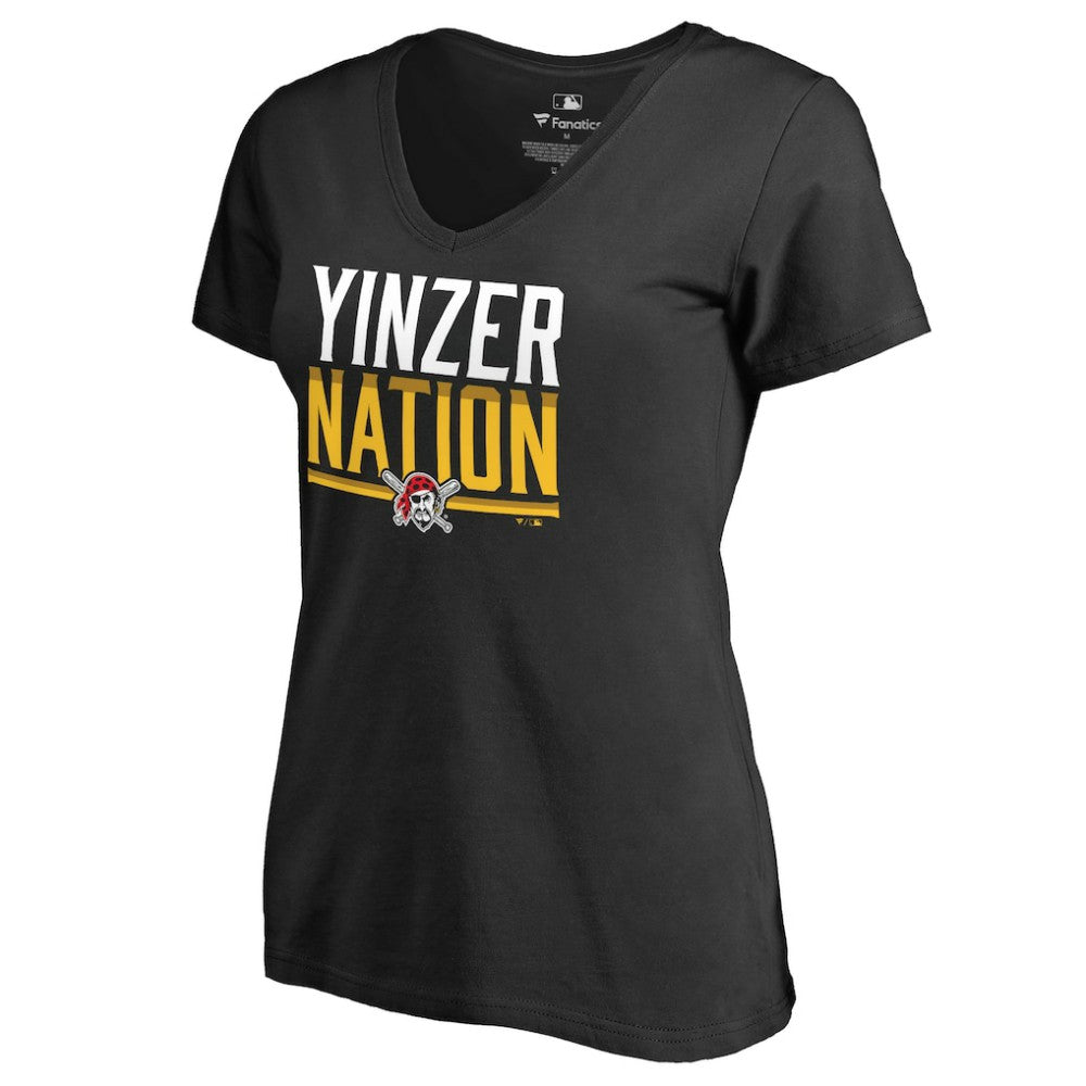 Pittsburgh Pirates Women's Hometown Collection Yinzer Nation V-Neck T-Shirt Black