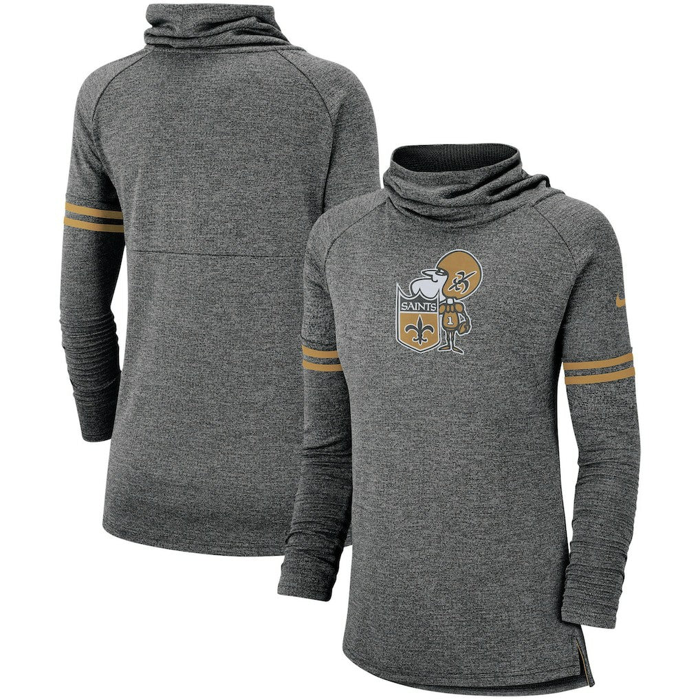 New Orleans Saints Women's Historic Marks Long Sleeve Tri-Blend Funnel Sweatshirt - Black cheap