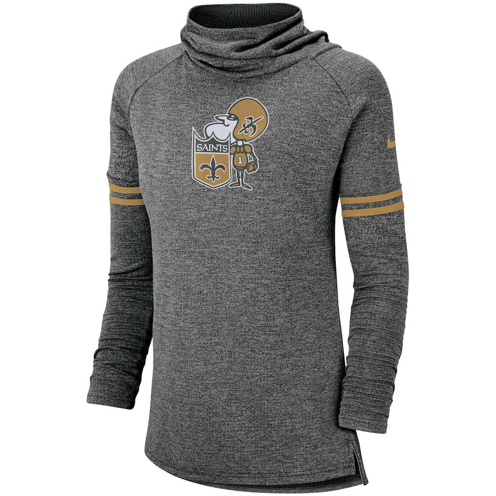 New Orleans Saints Women's Historic Marks Long Sleeve Tri-Blend Funnel Sweatshirt - Black cheap