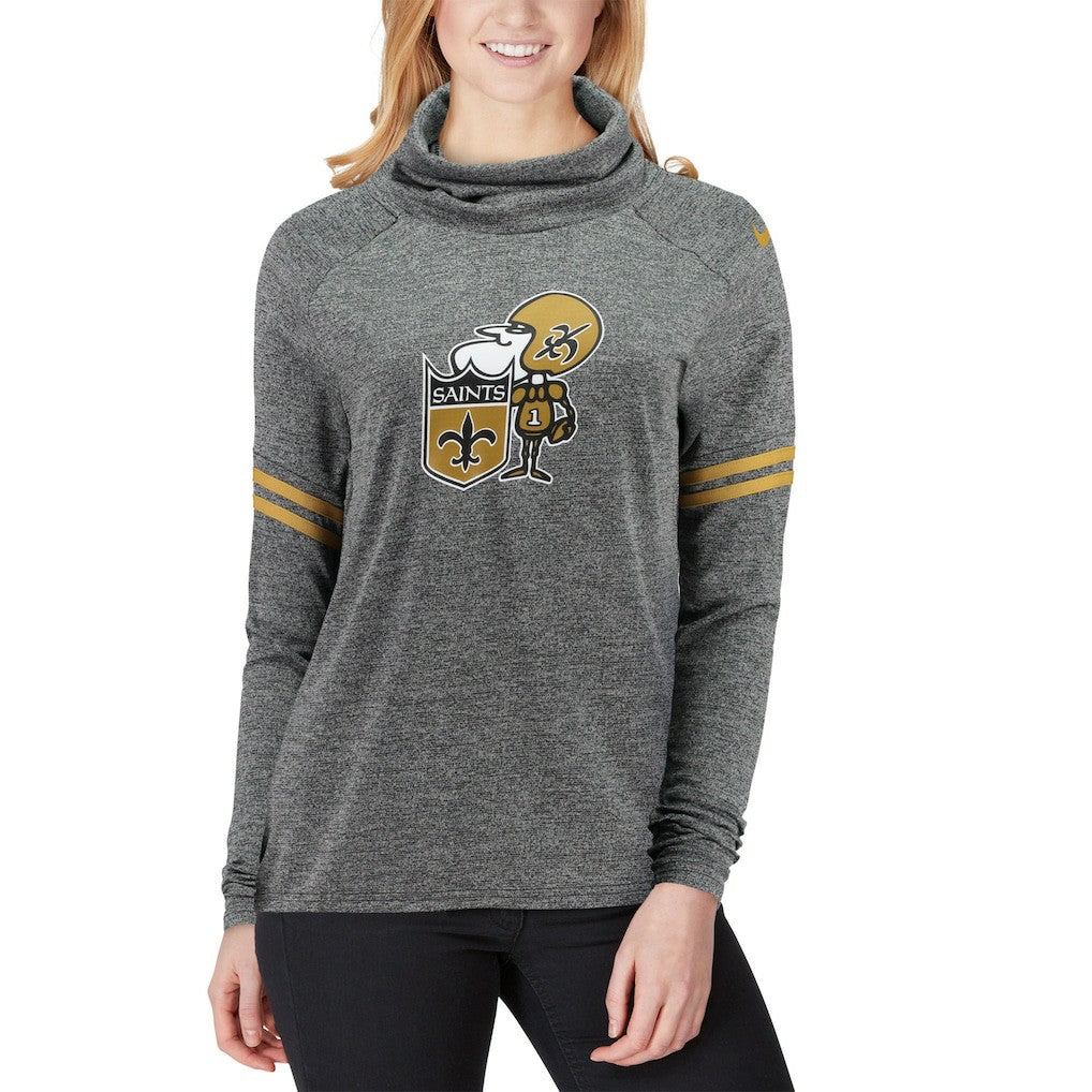New Orleans Saints Women's Historic Marks Long Sleeve Tri-Blend Funnel Sweatshirt - Black cheap