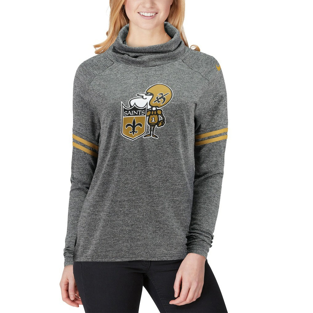 New Orleans Saints Women's Historic Marks Long Sleeve Tri-Blend Funnel Sweatshirt - Black cheap