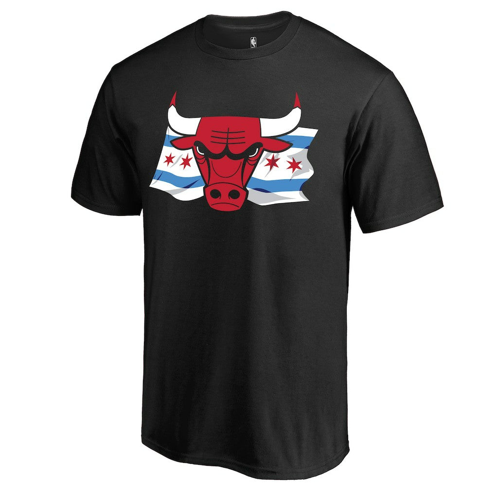 Chicago Bulls Black Hometown Collection Chicago Flag T-Shirt sale
