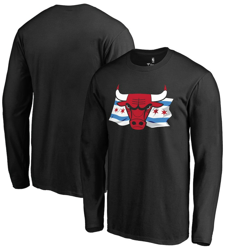 Chicago Bulls Hometown Collection Chicago Flag Long Sleeve T-Shirt sale - Black discount