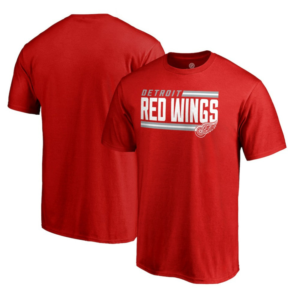 Detroit Red Wings Iconic Collection On Side Stripe T-Shirt - Red T-shirts