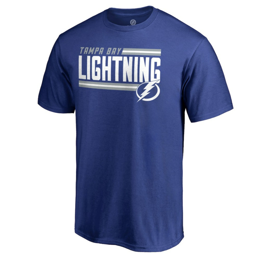 Tampa Bay Lightning Iconic Collection On Side Stripe T-Shirt - Blue T-shirts
