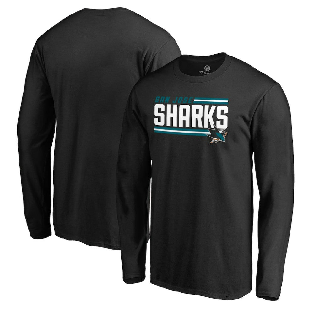 San Jose Sharks Iconic Collection On Side Stripe Long Sleeve T-Shirt - Black T-shirts