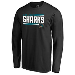 San Jose Sharks Iconic Collection On Side Stripe Long Sleeve T-Shirt - Black T-shirts
