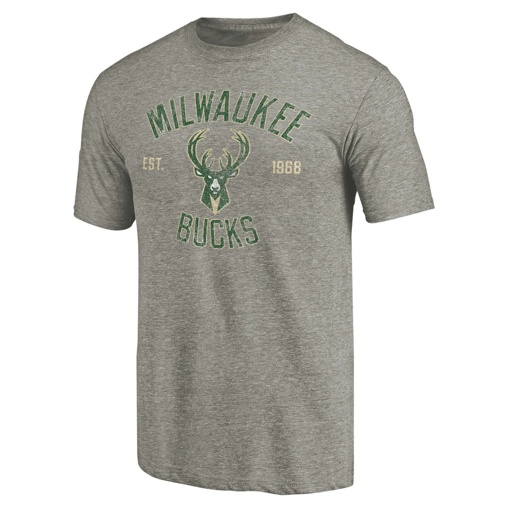 Milwaukee Bucks Team Heritage Tri-Blend T-Shirt - Gray for sale