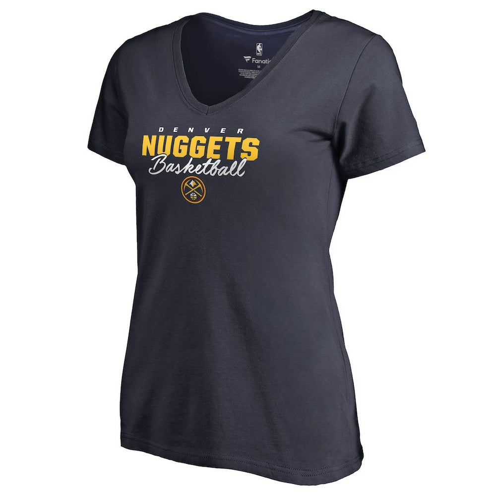 Denver Nuggets Women's Script Assist V-Neck T-Shirt sale - Navy outlet