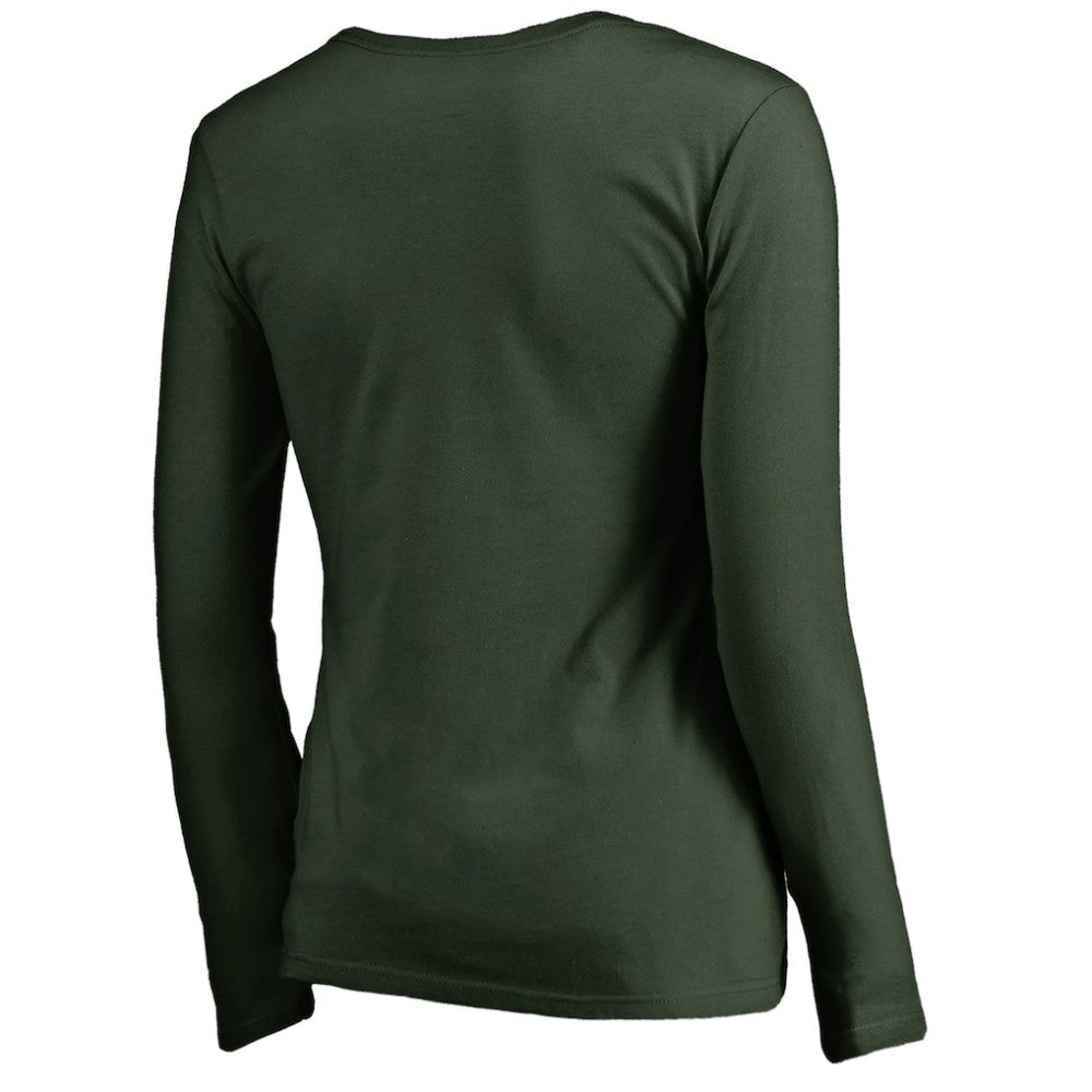 Minnesota Wild Women's Iconic Collection Script Assist Long Sleeve V-Neck T-Shirt - Green T-shirts
