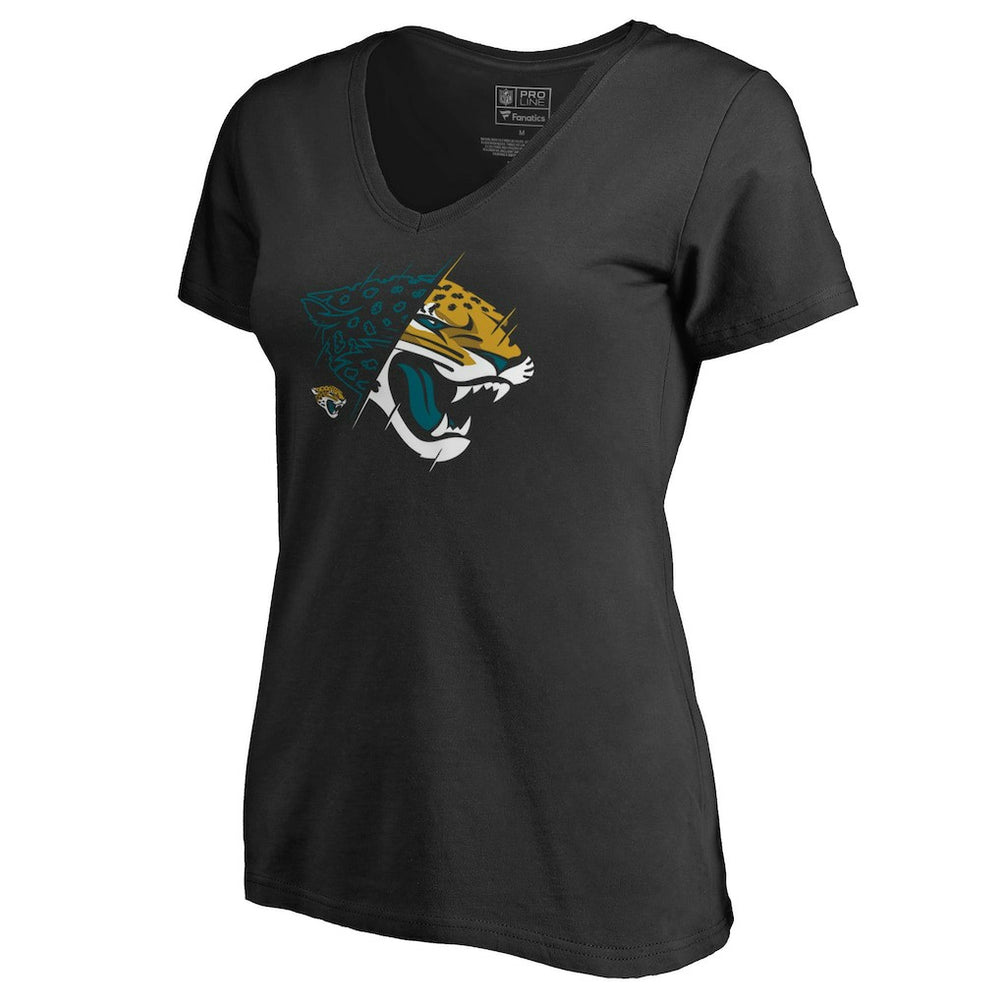 Jacksonville Jaguars Women's X-Ray Slim Fit V-Neck T-Shirt - Black discount