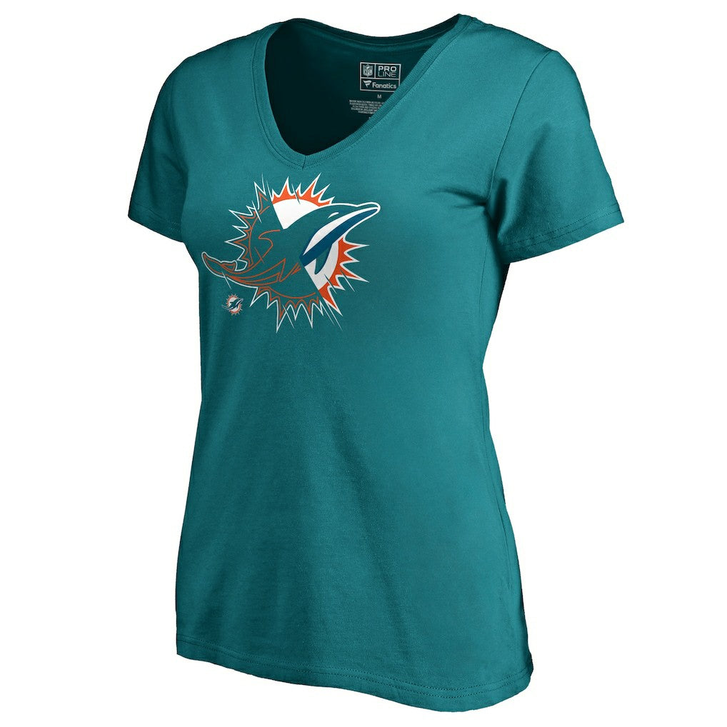 Miami Dolphins Women's X-Ray Slim Fit V-Neck T-Shirt - Aqua on sale