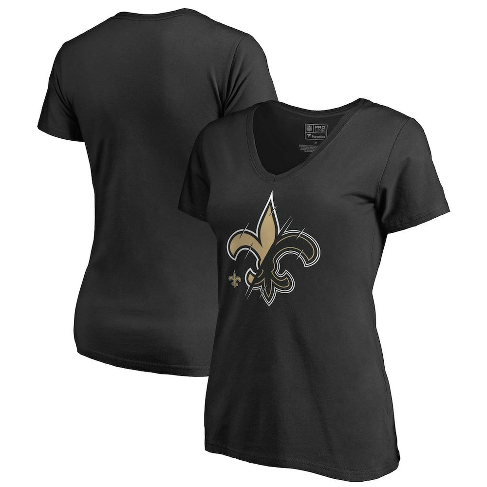 New Orleans Saints Women's X-Ray Slim Fit V-Neck T-Shirt - Black outlet