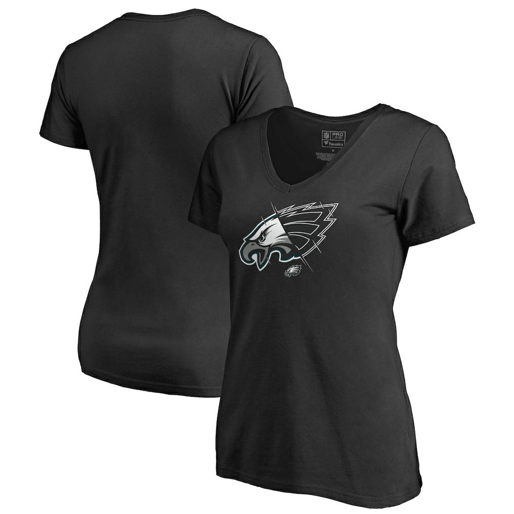 Philadelphia Eagles Women's X-Ray Slim Fit V-Neck T-Shirt - Black for sale