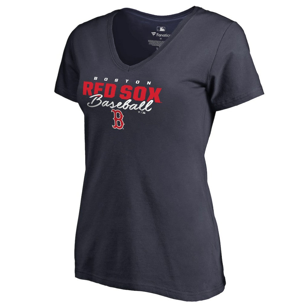 Boston Red Sox Women's Script Assist V-Neck T-Shirt Navy