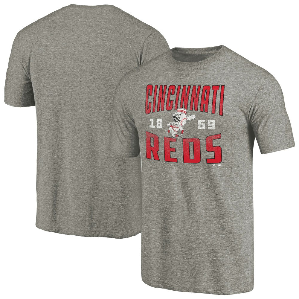 Cincinnati Reds Cooperstown Collection Antique Stack Tri-Blend T-Shirt Gray