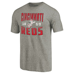 Cincinnati Reds Cooperstown Collection Antique Stack Tri-Blend T-Shirt Gray