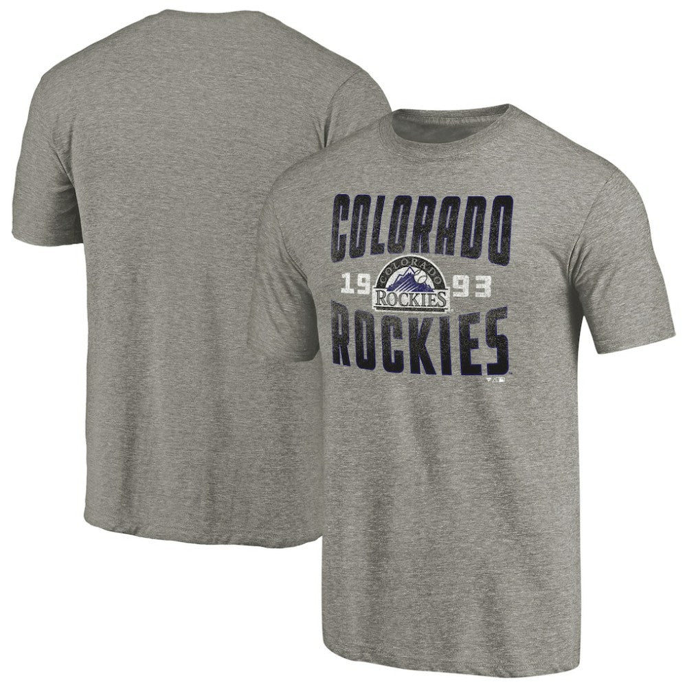 Colorado Rockies Cooperstown Collection Antique Stack Tri-Blend T-Shirt Gray