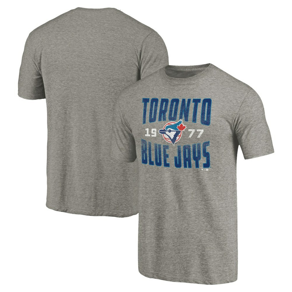 Toronto Blue Jays Cooperstown Collection Antique Stack Tri-Blend T-Shirt Gray