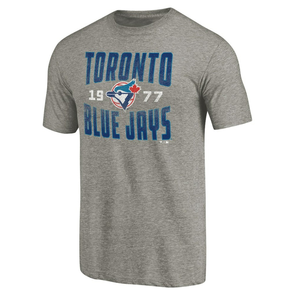 Toronto Blue Jays Cooperstown Collection Antique Stack Tri-Blend T-Shirt Gray