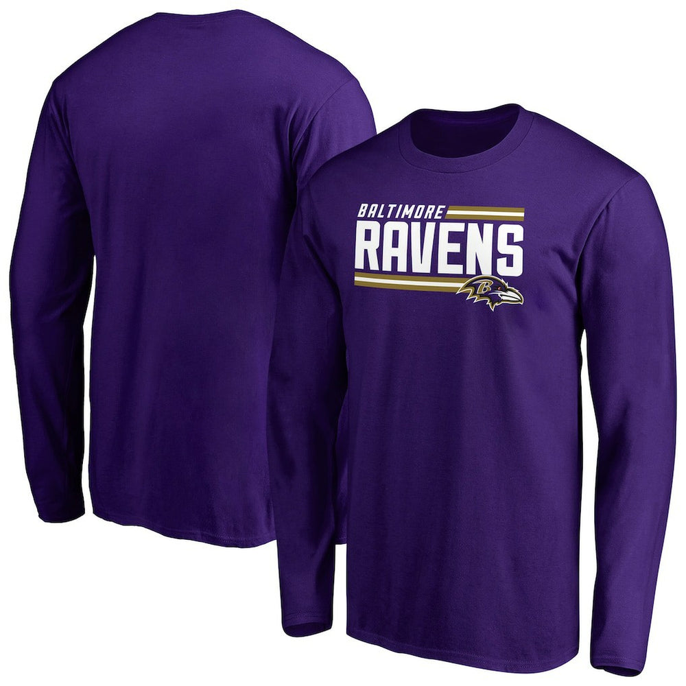 Baltimore Ravens Iconic Collection On Side Stripe Long Sleeve T-Shirt - Purple sale