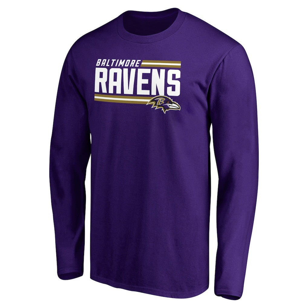 Baltimore Ravens Iconic Collection On Side Stripe Long Sleeve T-Shirt - Purple sale