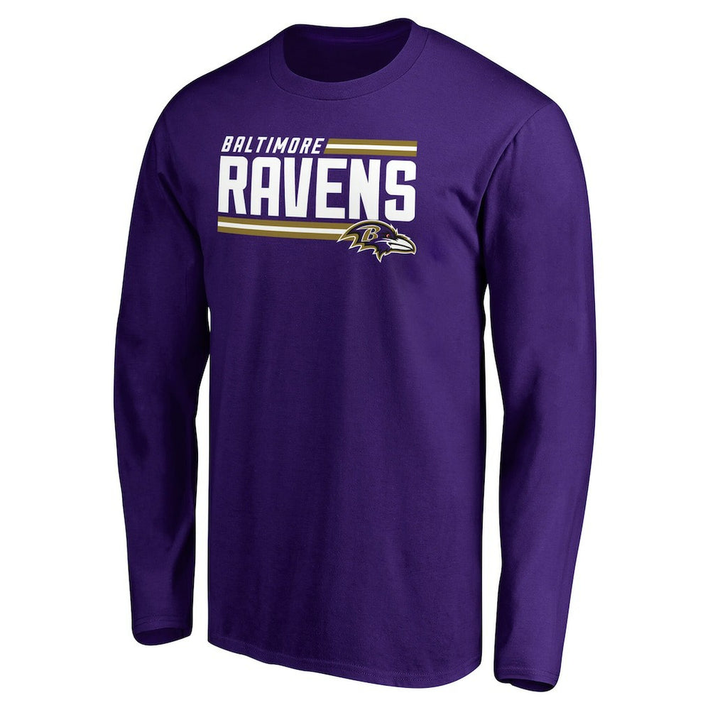 Baltimore Ravens Iconic Collection On Side Stripe Long Sleeve T-Shirt - Purple sale