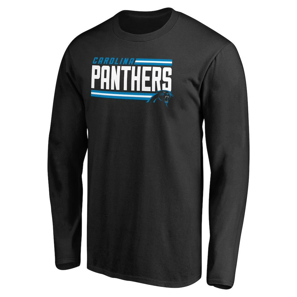 Carolina Panthers Iconic Collection On Side Stripe Long Sleeve T-Shirt - Black on sale