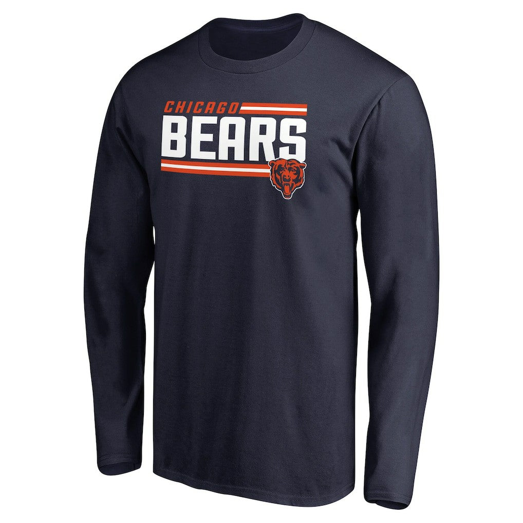 Chicago Bears Iconic Collection On Side Stripe Long Sleeve T-Shirt - Navy for sale