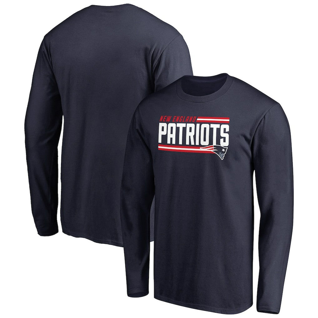 New England Patriots Iconic Collection On Side Stripe Long Sleeve T-Shirt - Navy discount