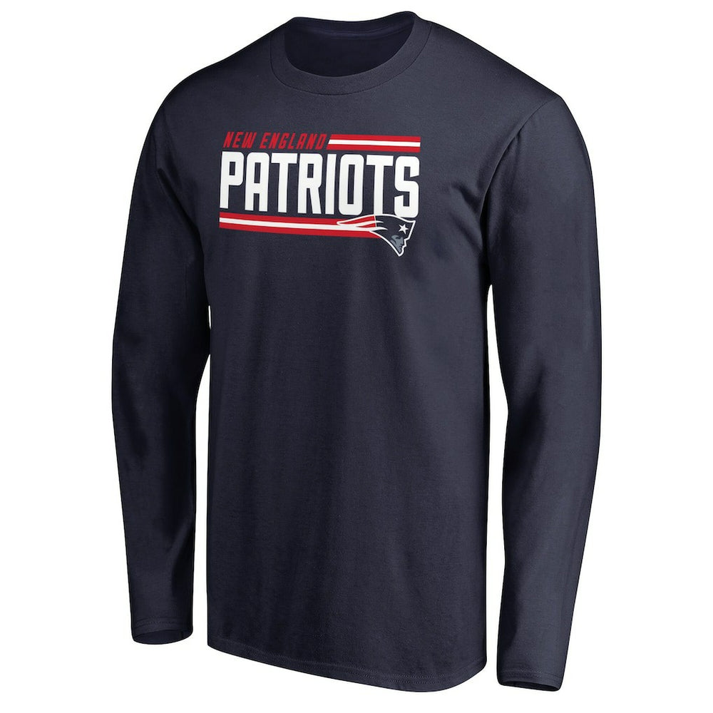New England Patriots Iconic Collection On Side Stripe Long Sleeve T-Shirt - Navy discount