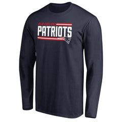 New England Patriots Iconic Collection On Side Stripe Long Sleeve T-Shirt - Navy discount