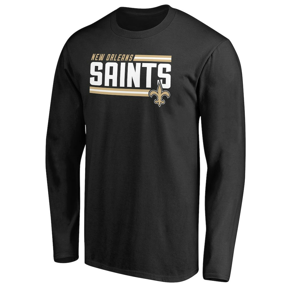 New Orleans Saints Iconic Collection On Side Stripe Long Sleeve T-Shirt - Black for sale