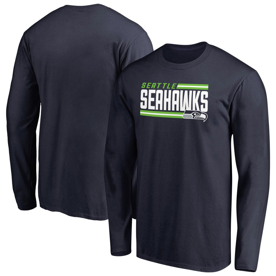 Seattle Seahawks Iconic Collection On Side Stripe Long Sleeve T-Shirt - College Navy online