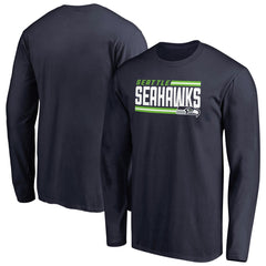 Seattle Seahawks Iconic Collection On Side Stripe Long Sleeve T-Shirt - College Navy online