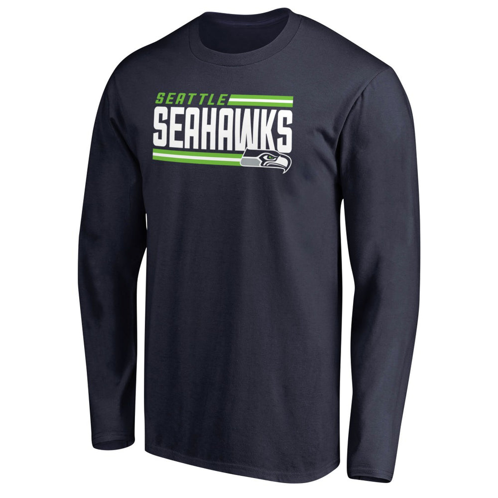 Seattle Seahawks Iconic Collection On Side Stripe Long Sleeve T-Shirt - College Navy online
