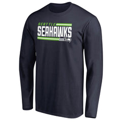 Seattle Seahawks Iconic Collection On Side Stripe Long Sleeve T-Shirt - College Navy online