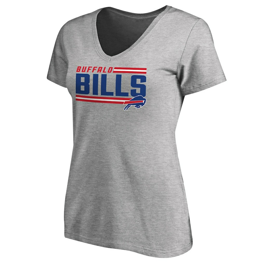 Buffalo Bills Women's Iconic Collection On Side Stripe V-Neck T-Shirt - Ash cheap