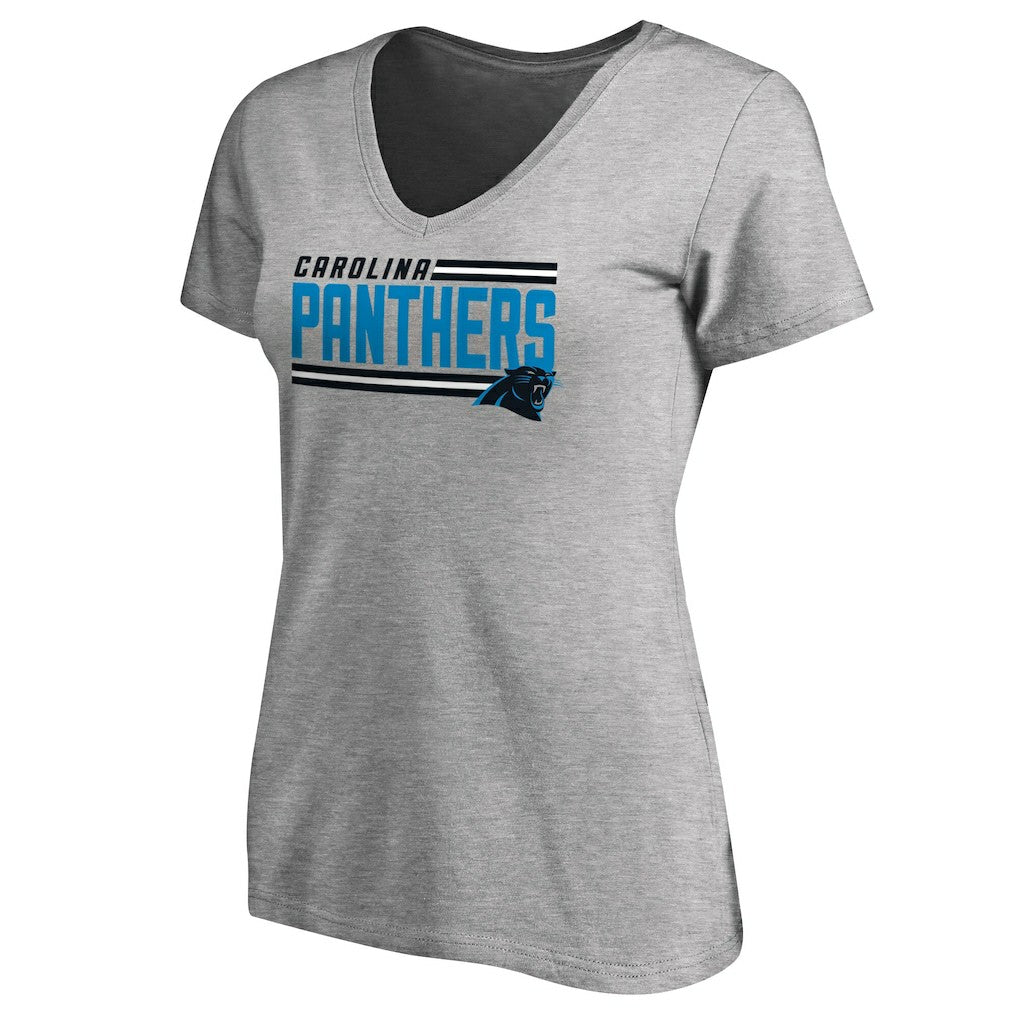Carolina Panthers Women's Iconic Collection On Side Stripe V-Neck T-Shirt - Heather Gray sale