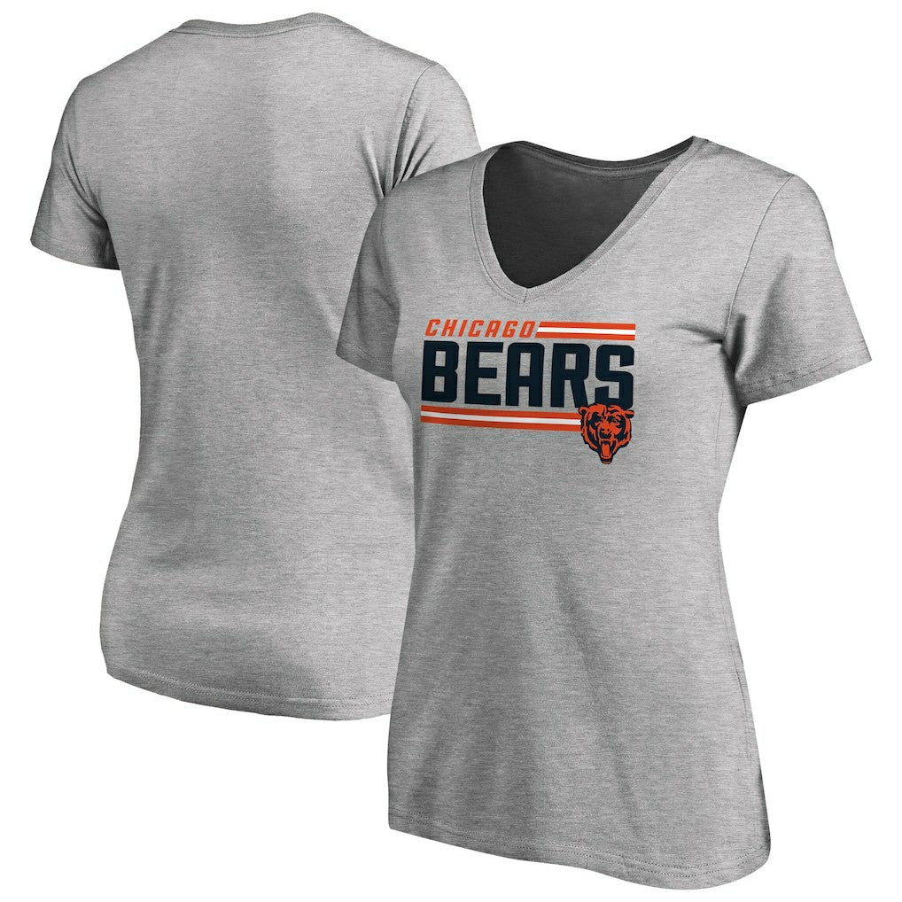 Chicago Bears Women's Iconic Collection On Side Stripe V-Neck T-Shirt - Heather Gray online