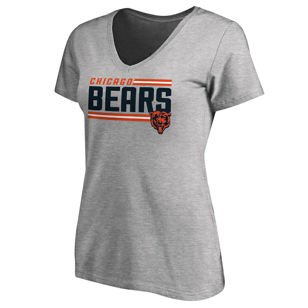 Chicago Bears Women's Iconic Collection On Side Stripe V-Neck T-Shirt - Heather Gray online