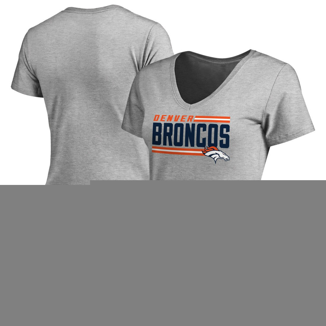 Denver Broncos Women's Iconic Collection On Side Stripe V-Neck T-Shirt - Ash for sale