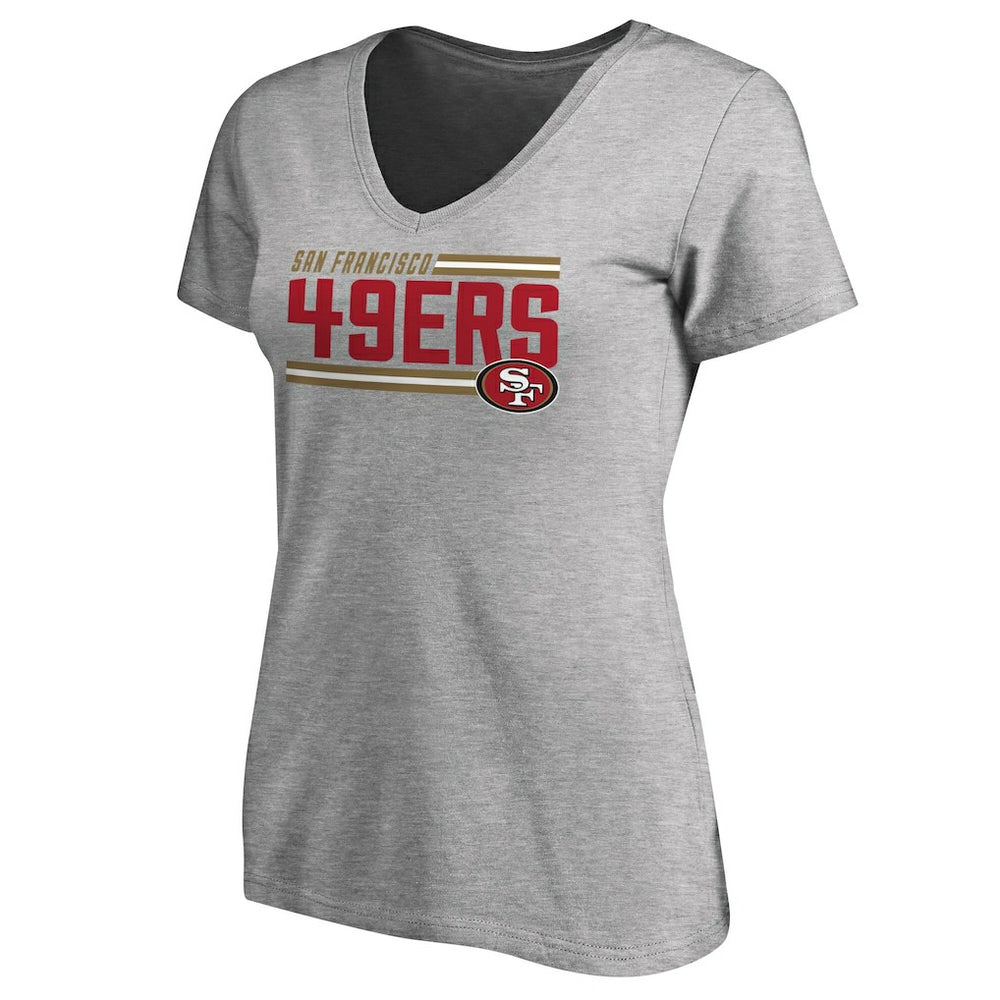 San Francisco 49ers Women's Iconic Collection On Side Stripe V-Neck T-Shirt - Ash sale