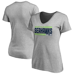 Seattle Seahawks Women's Iconic Collection On Side Stripe V-Neck T-Shirt - Heather Gray discount