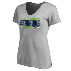 Seattle Seahawks Women's Iconic Collection On Side Stripe V-Neck T-Shirt - Heather Gray discount