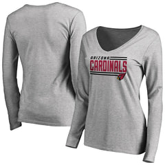 Arizona Cardinals Women's Iconic Collection On Side Stripe Long Sleeve V-Neck T-Shirt - Ash sale