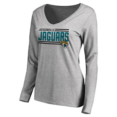 Jacksonville Jaguars Women's Iconic Collection On Side Stripe Long Sleeve V-Neck T-Shirt - Ash discount