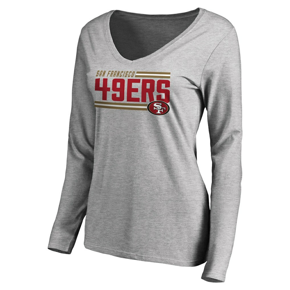 San Francisco 49ers Women's Iconic Collection On Side Stripe Long Sleeve V-Neck T-Shirt - Ash online