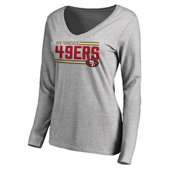 San Francisco 49ers Women's Iconic Collection On Side Stripe Long Sleeve V-Neck T-Shirt - Ash online