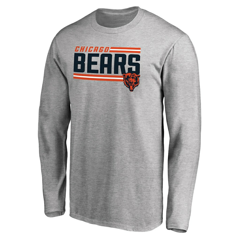 Chicago Bears Iconic Collection On Side Stripe Long Sleeve T-Shirt - Ash on sale